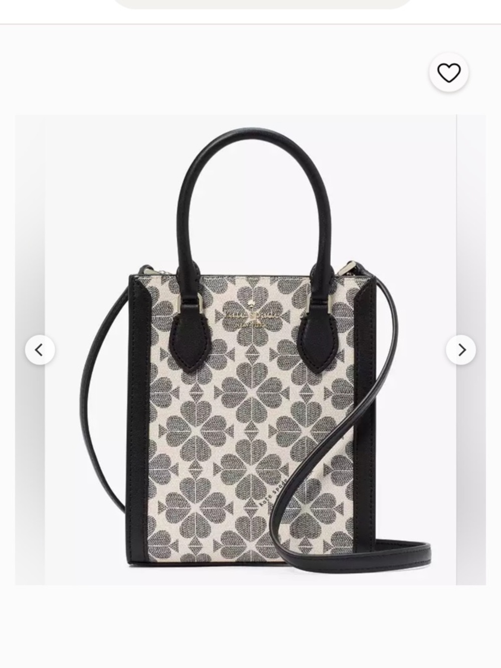 NWT Kate Spade Black White Signature Spade Flower Mini Tote Crossbody KJ 694